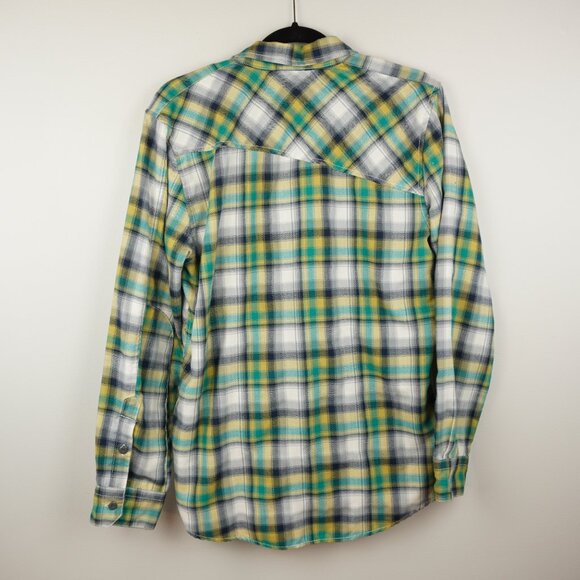 Volcom Workwear Men's Shirt Green Yellow Black Gray Plaid Size Small - Picture 8 of 9